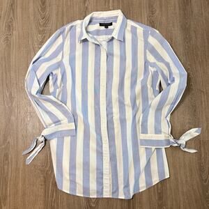 Banana Republic Riley Shirt | Blue White Striped Button Down | Size 12